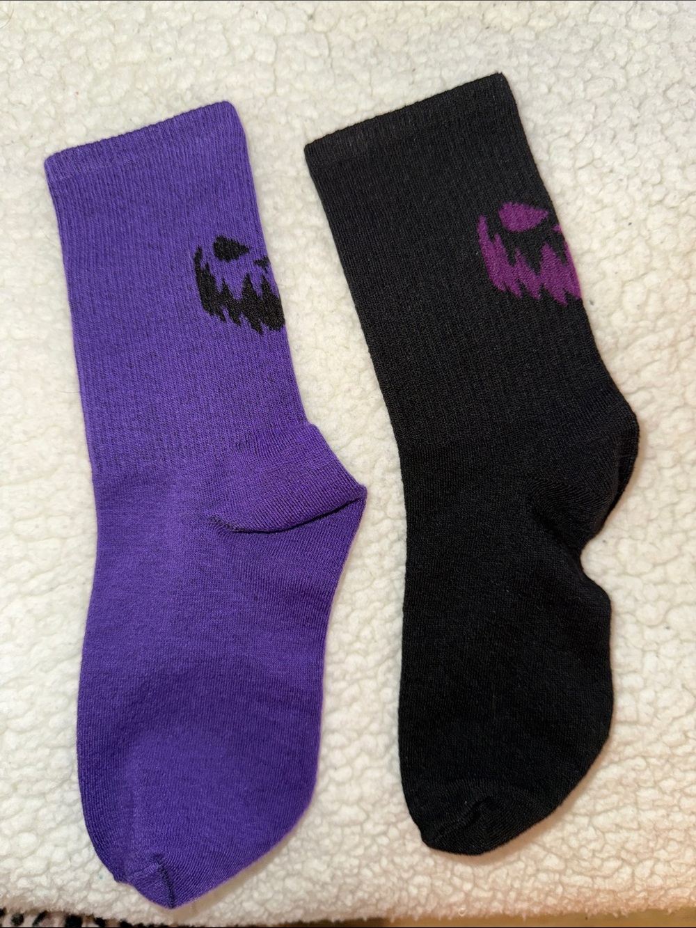 Purple and Black Crew Socks with Graphic Accent - Men Halloween